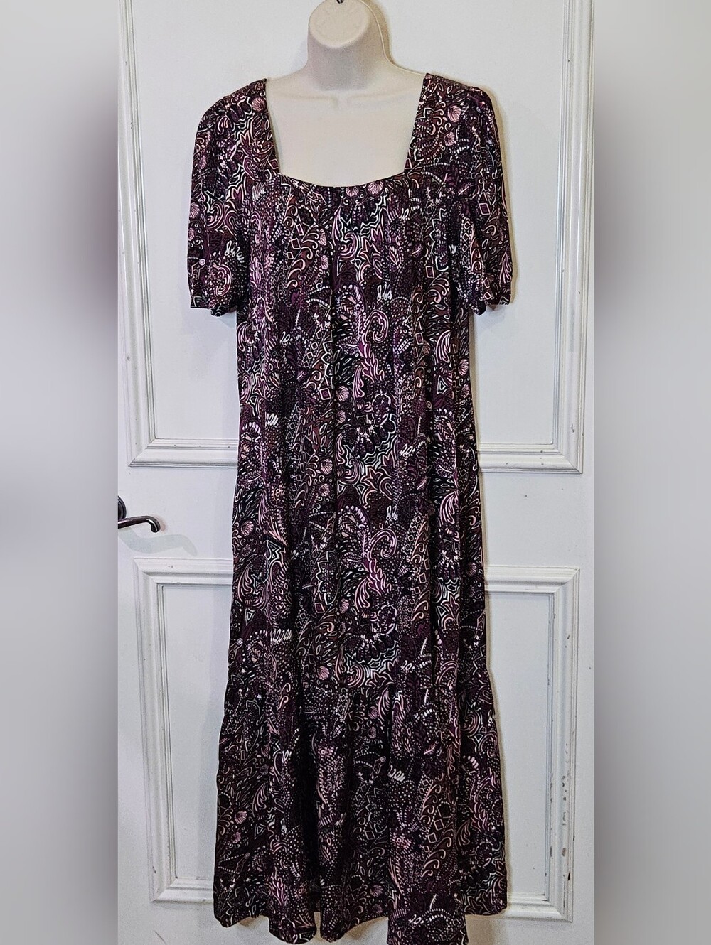 Maeve by Anthropolgie Lisabetta Purple Multi Paisley Floral Maxi Dress,Medium